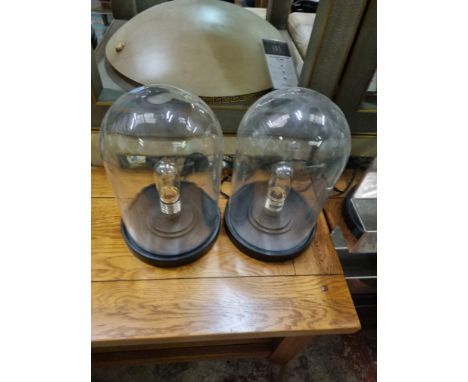 A Pair Of David Hunt Lighting Jefferson Vintage Table Lamp With Clear Glass Dome And Black Base H 320mm (No Plugs) SR130 Ex D