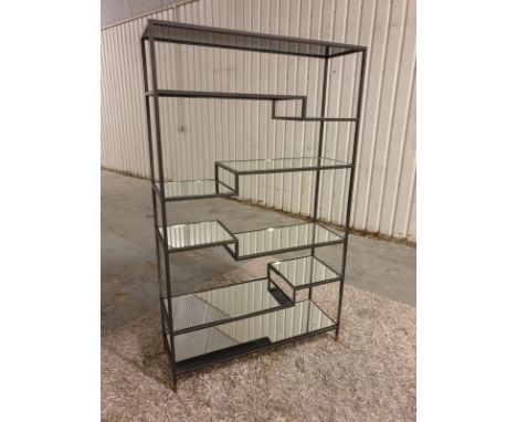 Tiered Tower Bookcase Etagere - West ElmMetal Framed Bookshelf , 10 Open Shelves Etagere Bookcase With Modern Mirror Plate Sh