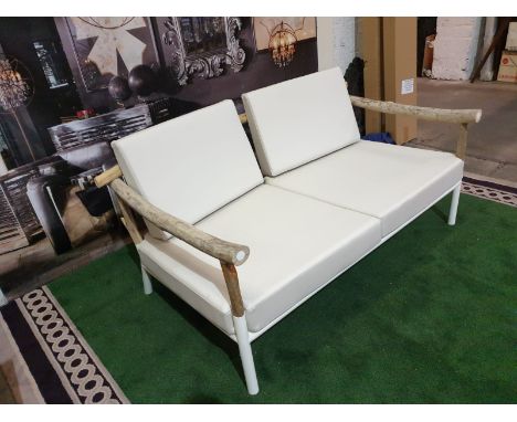 Outline Sofa F244G 2 Seater Visually Light And Elegant Sofa Series With Deep Seating For High Comfort Driftwood, satin white 