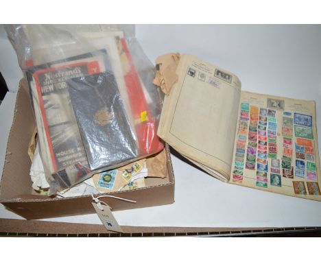 A large quantity of loose stamps; maps; Oriental Line to Australia playing cards; New York and other interest travelling item