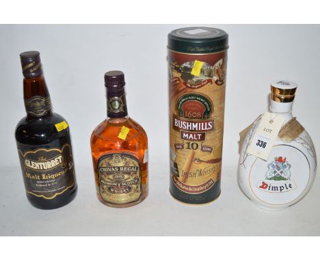 Bushmills 10 Years Old Single Malt Irish Whiskey, 40% abv, 70cl. (cased); The Glenturret Malt Liqueur; Chivas Regal Blended S