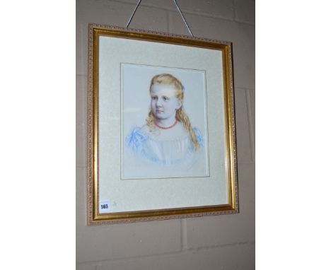 A watercolour - Bust portrait of a small girl named Daphne, indistinctly signed and inscribed Liverpool, dated 1874, with ins