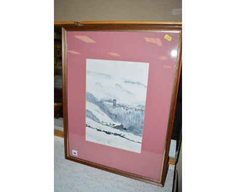 A watercolour - Northern winter landscape, by A. Morgan, signed and dated '97.