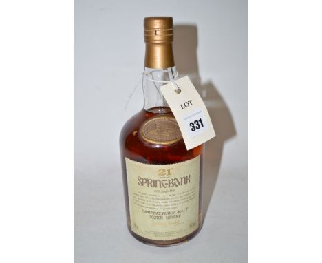 Springbank 21 Year Old Single Scotch Whisky, 46% abv, 70cl.