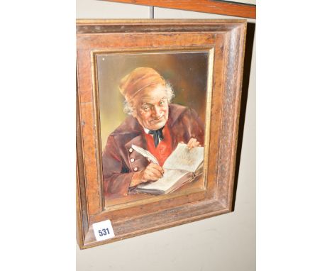 An oil painting - Portrait of an old man writing, by Ingerdartner, signed.