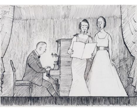 *PONT (GRAHAM LAIDLER) (1908-1940) WARTIME WEAKNESSES - ENTERTAINING THE TROOPS signed u.l.: Pont grey wash over pen and ink 