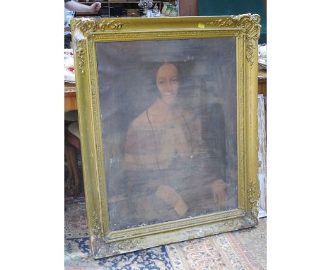 GILT FRAMED PORTRAIT, FOR RESTORATION, APPROXIMATELY 90cm x 70cm 