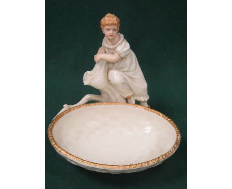 ROYAL WORCESTER GILDED CERAMIC FIGURE FORM POSY BOWL, APPROXIMATELY 16cm HIGH 