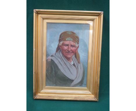 GILT FRAMED OIL ON CANVAS PORTRAIT DEPICTING AN ITALIAN LADY , SIGNED TO BOTTOM RIGHT (INDISTINCT), POSSIBLY MARESCA, APPROXI