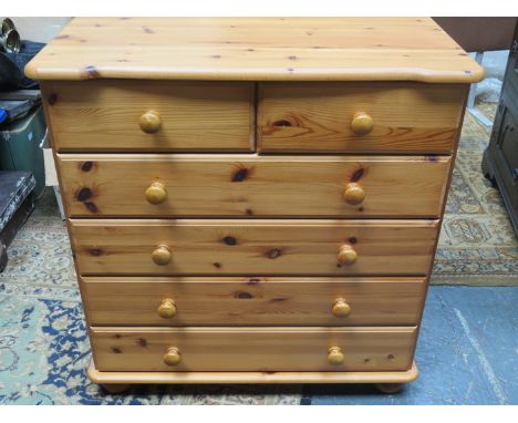 MODERN PINE TWO OVER FOUR CHEST OF DRAWERS 