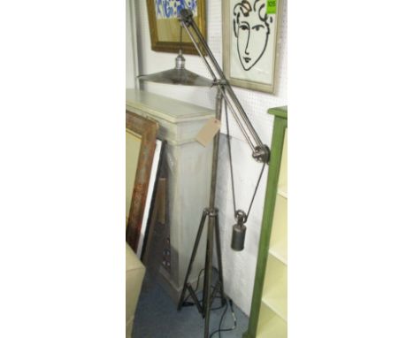 TRIPOD FLOOR READING LAMP, adjustable, 173cm H.