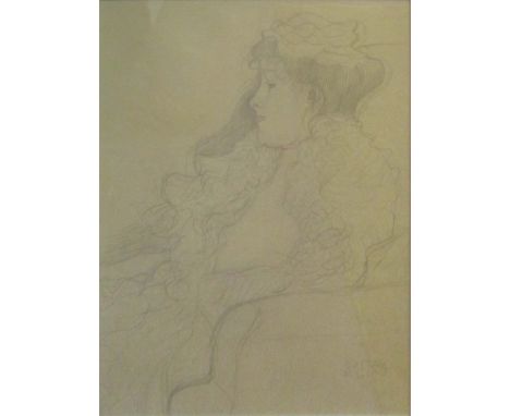 GUSTAV KLIMT 'Lady with Necklace', lithograph, 1919, limited edition of 500, printed by the Art Institution May Jaffe, publis