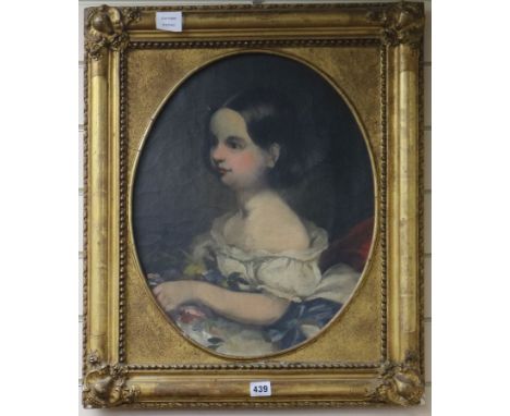 Victorian School, oil on canvas, portrait of a girl, 47 x 37cm