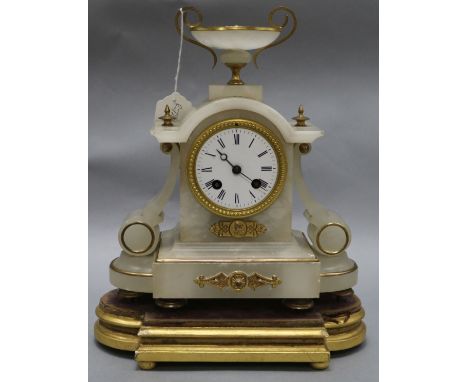 A French alabaster and gilt metal mantel clock overall height 34cm