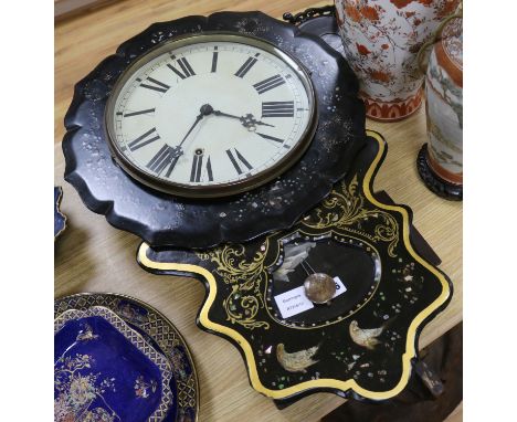 A Continental papier mache wall clock length 72cm