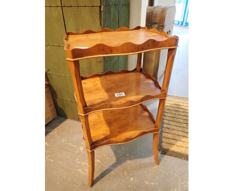 Reproduction three tier lamp table in yew