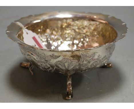 **A Victorian silver and embossed footed sweetmeat bowl having engraved armorial, Robert, James & Josiah Williams, Exeter, 18