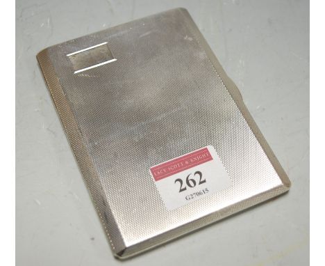 A mid-20th century silver pocket cigarette case with engine turned decoration 
