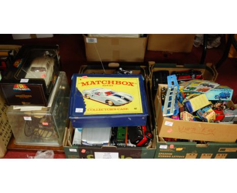 A large collection of assorted diecast and other toy vehicles to include; boxed Mercedes 300SL 1/18 scale model, Matchbox Ser