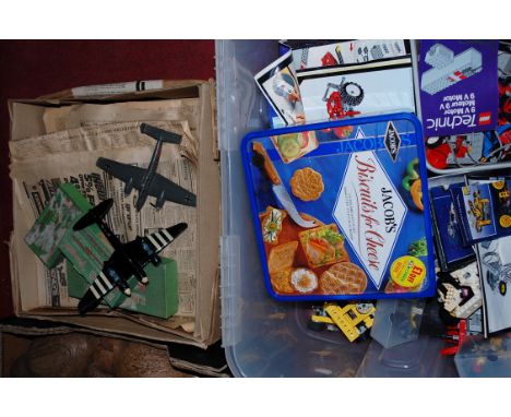 Two boxes of assorted toys and models to include; kit-built model aeroplanes, Lego etc 