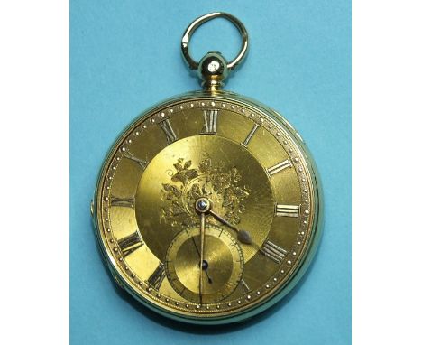 William Gray, an 18ct gold-cased open-face key-wind pocket watch, the gilt dial with gold Roman numerals, seconds subsidiary 