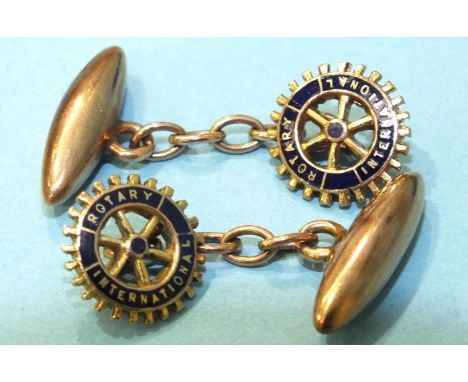 A pair of 9ct gold Rotary International cufflinks, boxed, 5.9g.