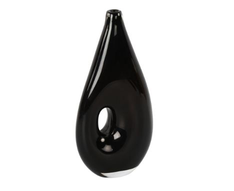 Vicke Lindstrand for Kosta, a black glass pierced vase, signed Kosta LH1186, designed 1952/53 after visit to Murano), height 