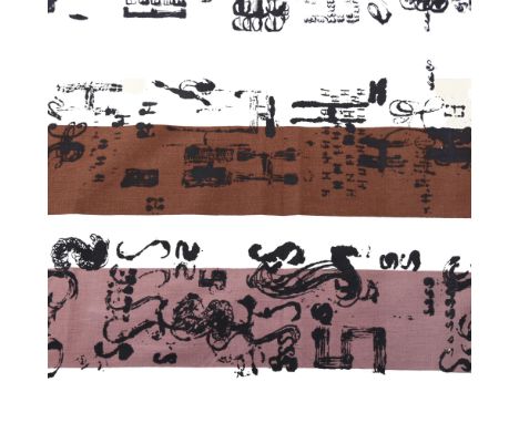 Lucienne Day for Shell Chemical Company, 1963, a rare fabric panel with typographic design and marked on selvedge, designed f