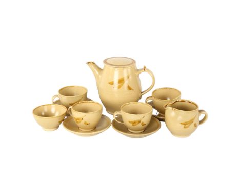 Harry and May Davis, Crowan Pottery (1946-62), Cornwall, a studio pottery coffee set with maker's mark, 11 pieces 