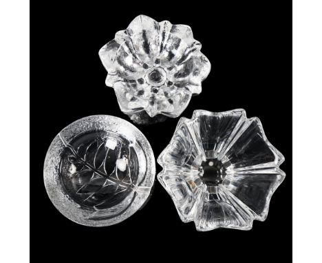 3 mid-century clear glass Scandinavian bowls, Orrefors, Maleras, Kosta, largest diameter 15cm 