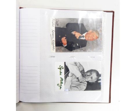 Album containing autographed photographs and postcards, some facsimile, predominantly politicians, television stars to includ