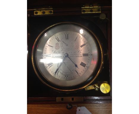 Whyte Thompson & Co marine chronometer no.5279, the silvered dial with wind and subsidiary dial and stamped "Silver medal awa