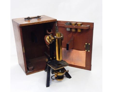 R & J Beck Limited, London microscope, serial number 21771, in fitted case and extras 