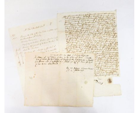 Quantity of ephemera including a 16th century receipt, 17th century documents, indentures, an Air Ministry weekly intelligenc