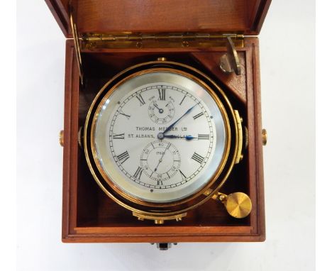Marine chronometer by Thomas Mercer Limited, St Albans, no.17621, on brass gimbal, in glazed topped case, from Martin & Co, A