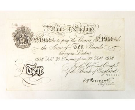 Bank of England £10 note (28 February 1938) signed by K O Peppiatt London, vf condition 