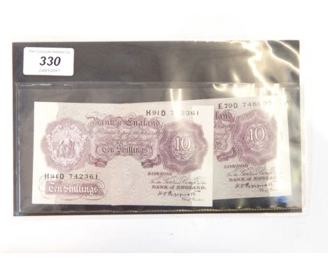 Two Bank of England 10s notes, October 1940, signed by K O Peppiatt, both EF (2) 