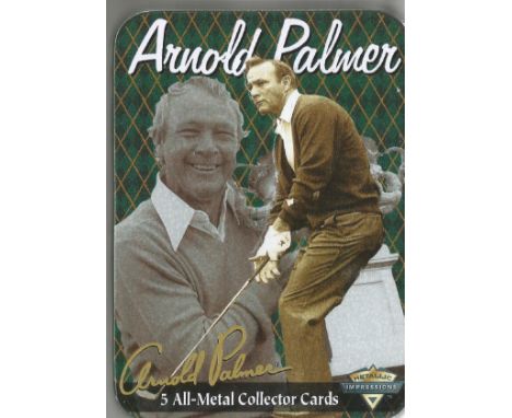 Golf Trading cards Vintage Arnold Palmer Metallic Impressions 4 All-Metal Collector Cards With Tin.  Good Condition. We combi