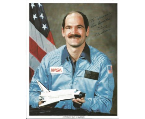 Astronaut Guy Gardner signed 10 x 8 inch colour portrait photo to Walter Space Shuttle NASA.  Good Condition. All autographed