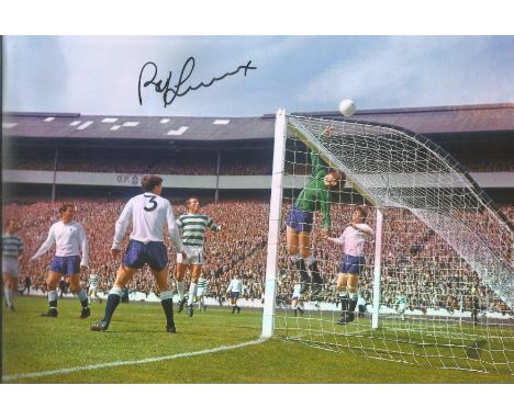 BOBBY LENNOX 1967, football autographed 12 x 8 photo, a superb image depicting Lennox going close with a headed effort agains