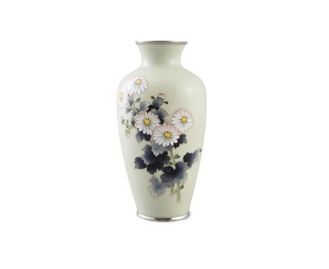 ANDO: A GREEN CLOISONNÉ ENAMEL VASE  Japan, 20th century, Taisho (1912-1926) to early Showa period (1926-1989)  of baluster s
