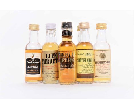 OVER 50 SINGLE MALT SCOTCH WHISKY MINIATURESTo include Bladnoch 8, Bowmore Dumpy, Glenfiddich 18 and Highland Park (clear lab