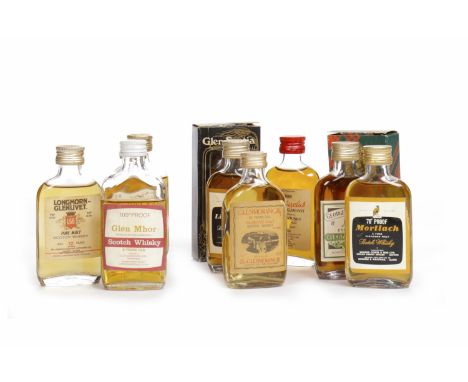 ELEVEN FLAT-BOTTLE SINGLE MALT SCOTCH WHISKY MINIATURESTo include: Glen Mhor 8 Years Old 40% volume, Glen Scotia 5 Years Old,