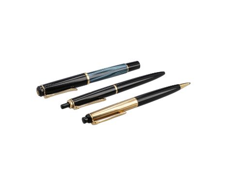   PELIKAN VINTAGE Schreibset.  Konvolut bestehend aus 1x Roller Pen, 1x Druckbleistift D25 rolled gold doublel germany, 1x Ku