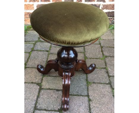 Victorian adjustable piano stool on tripod feet