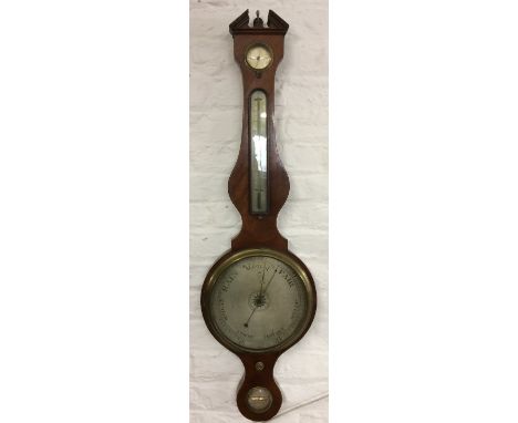 19th century mahogany veneer barometer maker L Balerna Halifax