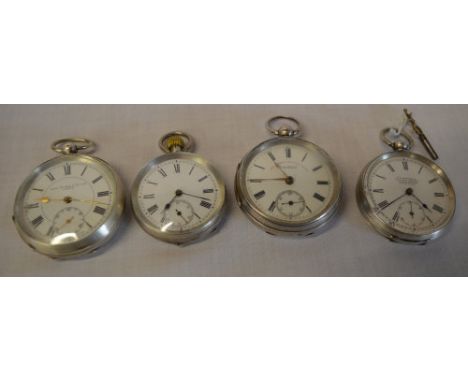 4 silver pocket watches including J G Graves Sheffield and H R Goodwin