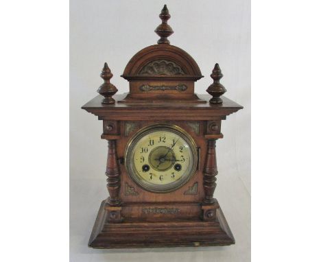 Late 19th/Early 20th century wooden mantle clock H 43 cm