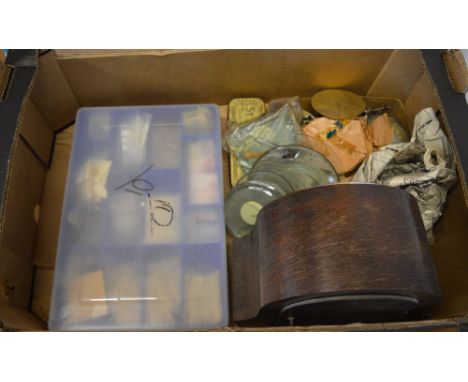 Mantle clock, small watch parts etc