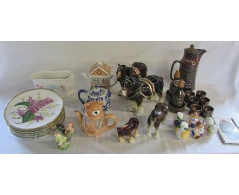 Selection of ceramics inc Spode 'Garden Flowers' plates, Sylvac, Shire Horses and Ringtons